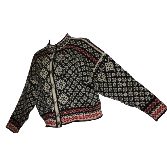Vintage Selbu Norwegian Wool Cardigan Fair Isle Nordic Heritage Sweater SZ Small - Picture 7 of 14